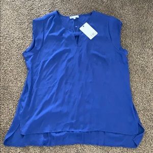 Blue flowy formal blouse